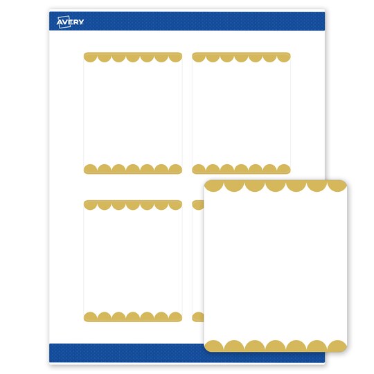 Avery Printable Rectangle Labels, Gold Edge Dots, 4" x 3-1/3", Matte White Rectangle Labels, Permanent, Laser/Inkjet, 40ct, Great for Product Labels